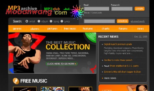 音乐资料网页模板