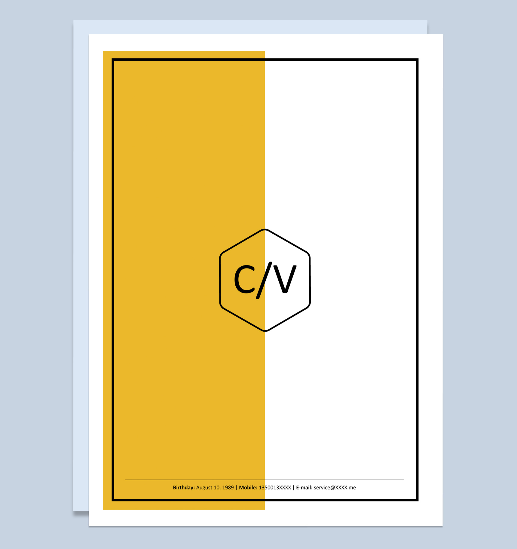 商务风格银行经理个人求职英文简历套装Word模板