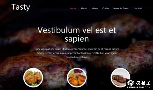 美味烤肉炸鸡餐厅响应式网页模板
