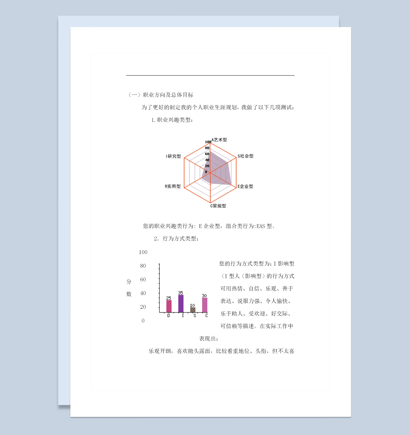 旅游管理专业大学生职业生涯规划书Word模板