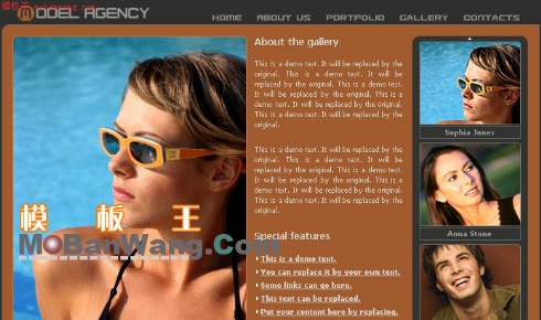欧美模特画廊网页模板
