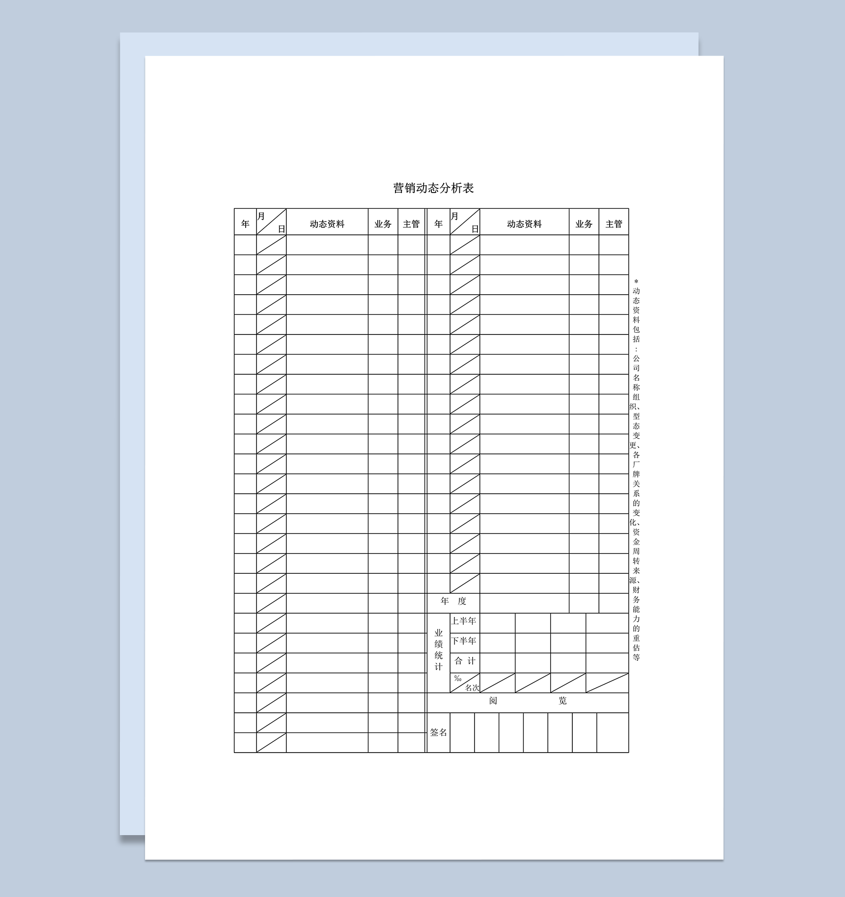 营销动态分析表动态资料word模板