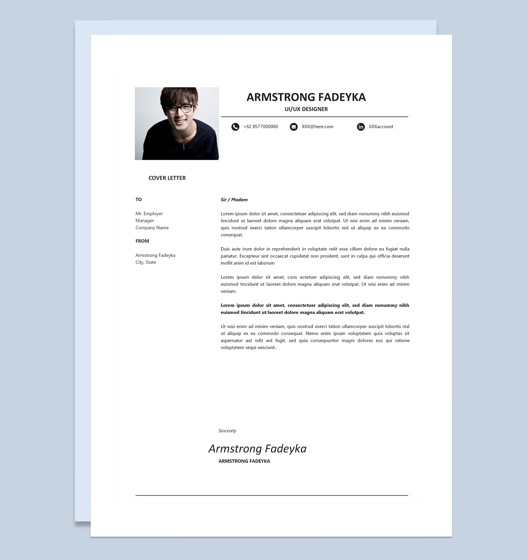 白色简约风UI设计师求职通用简历Word模板