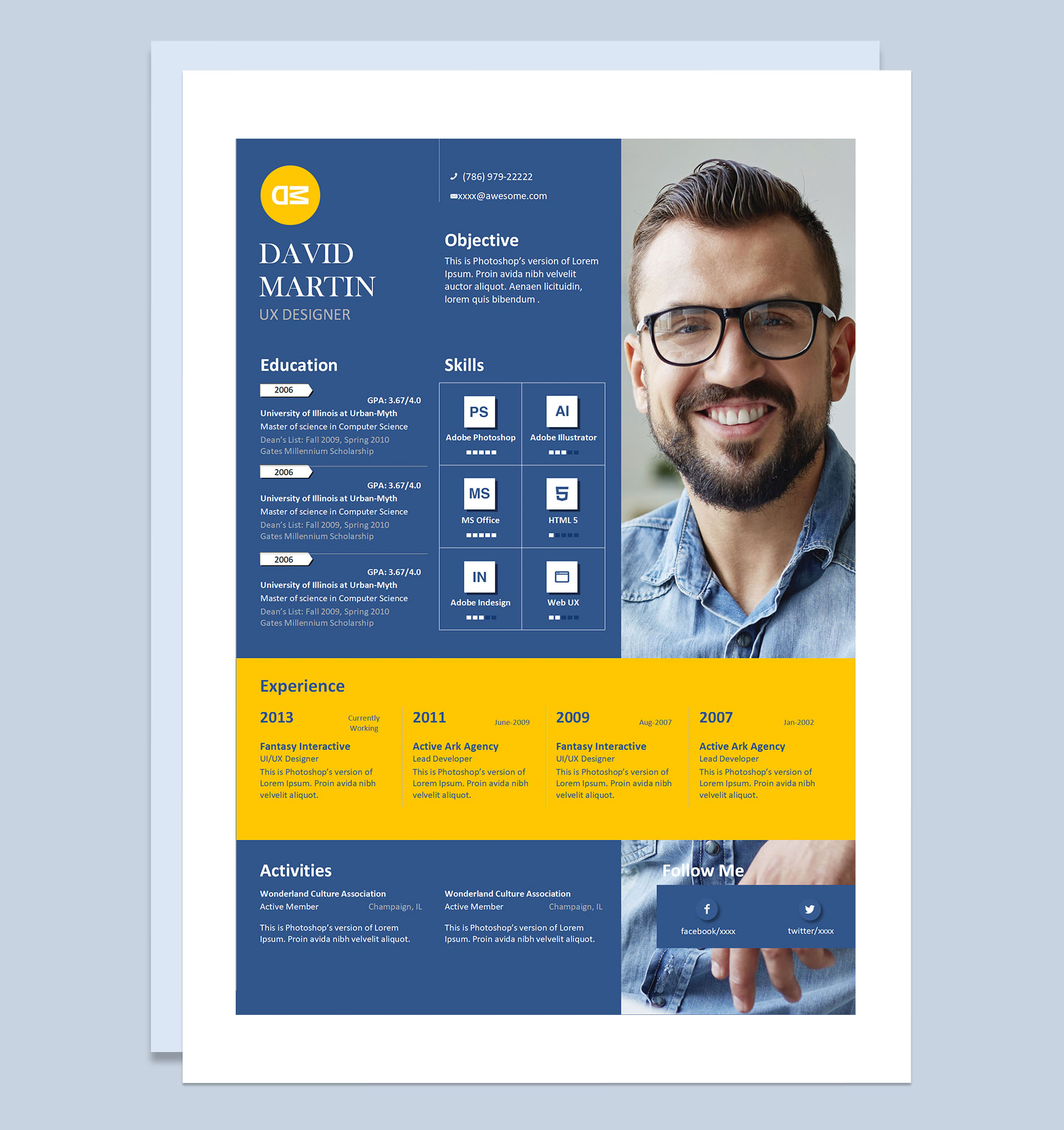 交互设计师用户体验设计师通用求职简历个人简历Word模板