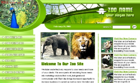 欧美动物园绿色网站模板