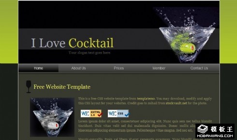 鸡尾酒产品动态网页模板