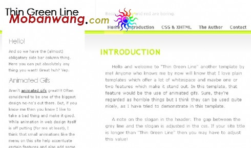 绿色线条导航BLOG网页模板