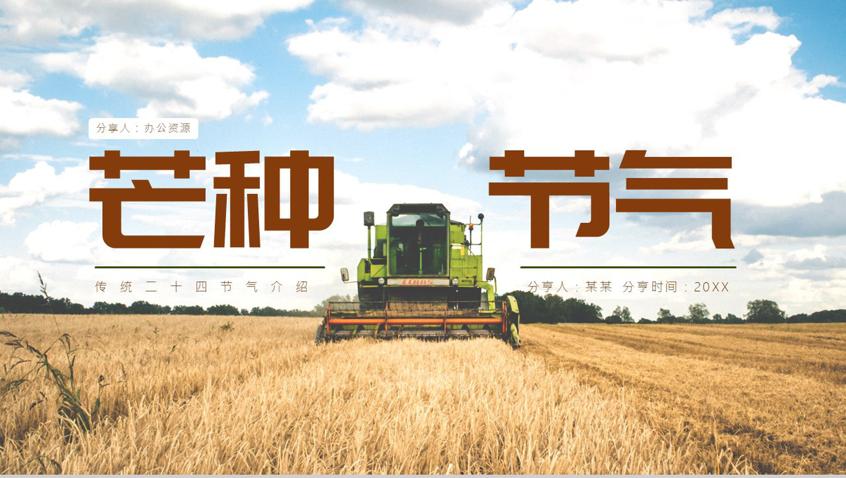 简约风格传统二十四节气芒种介绍PPT模板