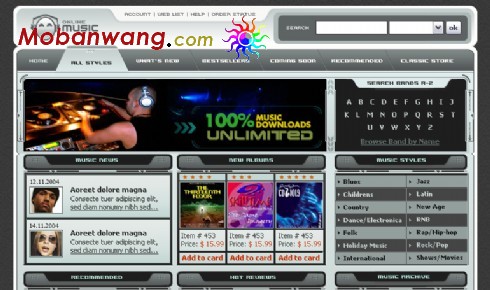 在线音乐网页模板