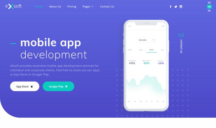 紫绿移动APP开发科技企业网站模板
