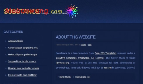 蓝色信息日志网页模板