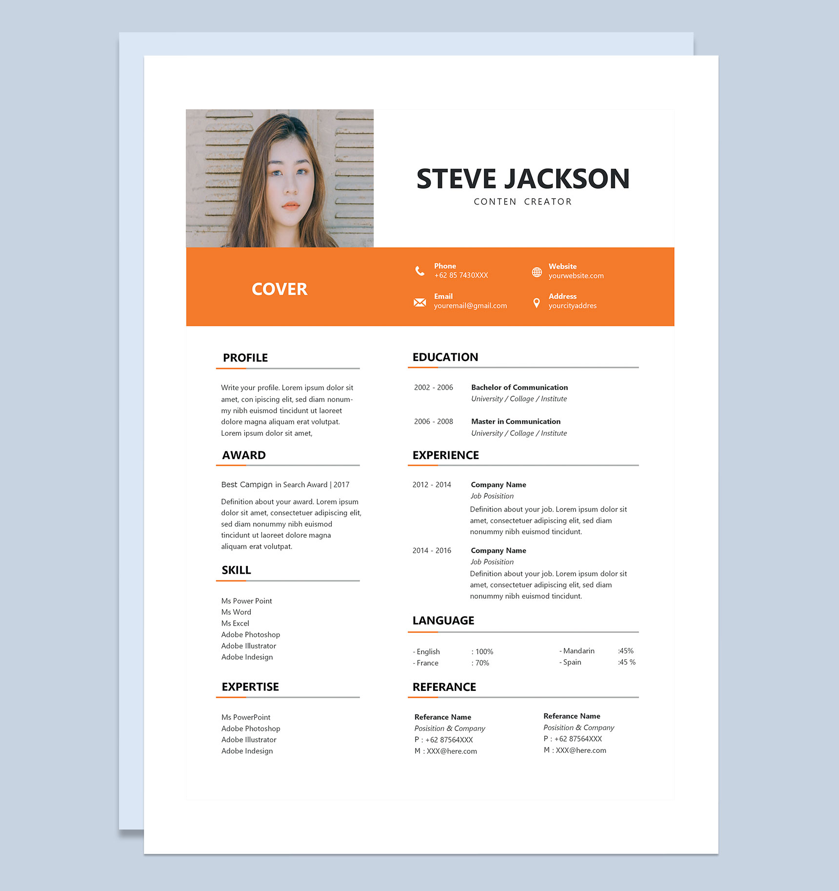 外企高管求职通用英文简历个人简历Word模板