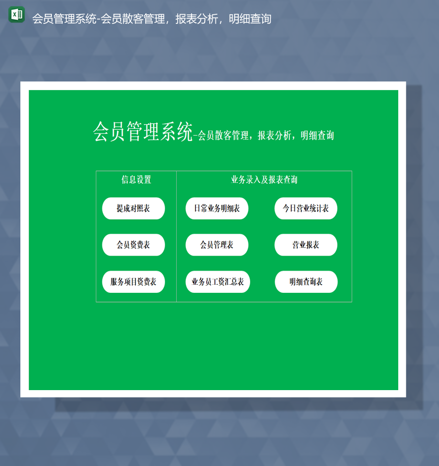 会员管理系统会员散客管理报表分析明细查询Excel模板