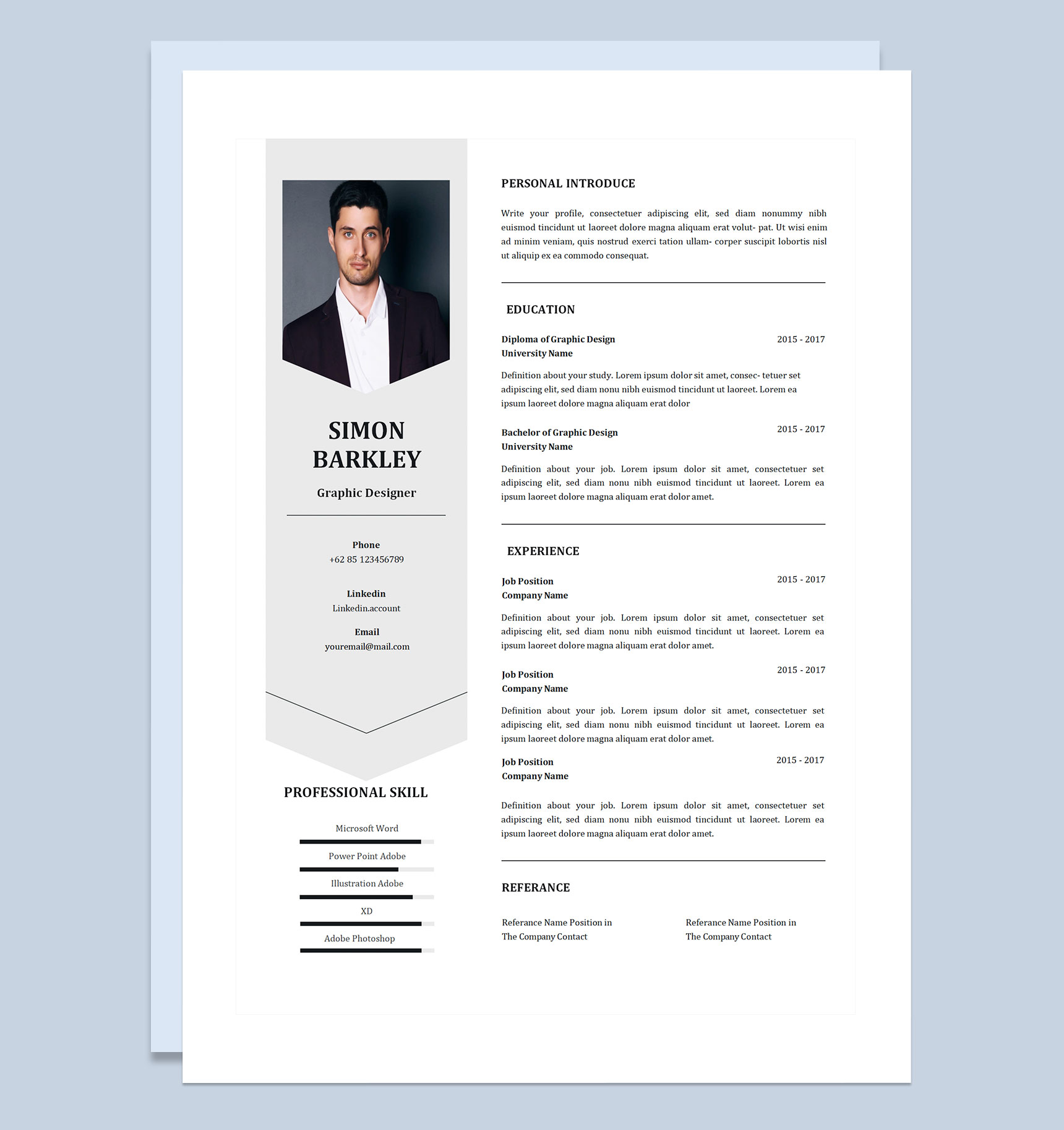 广告设计师平面设计师美术设计师通用的求职简历个人简历Word模板