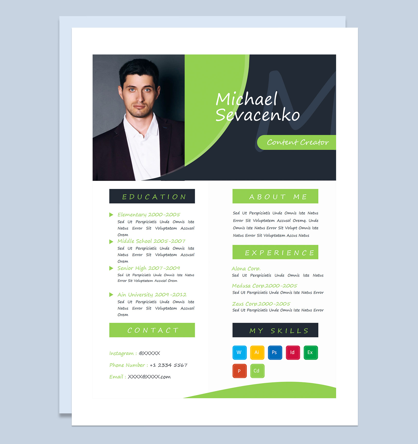 欧美风新闻编辑文案编辑通用求职简历个人简历Word模板