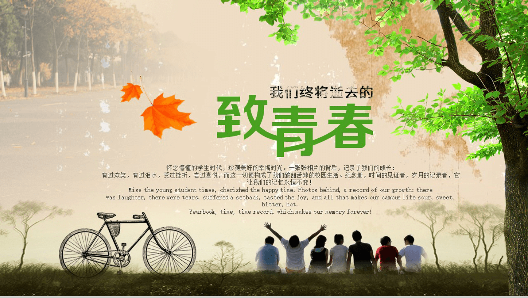 创意致青春大学毕业季青春纪念相册PPT模板