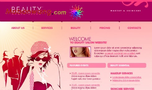 粉红色女性化妆品网页模板