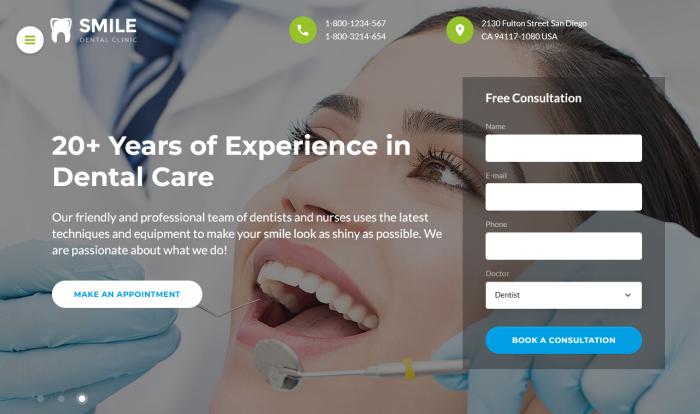 温馨关怀牙科护理网站模板