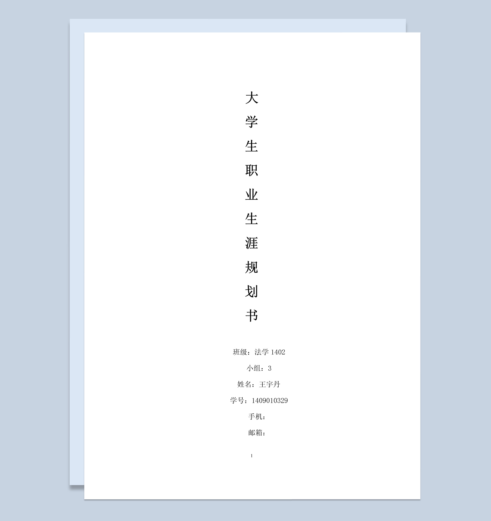 简约风法学院大学生职业生涯规划书Word模板