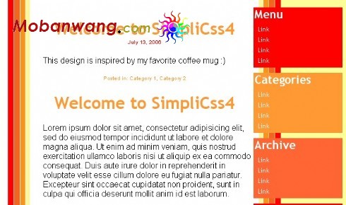 橙红BLOG信息网页模板