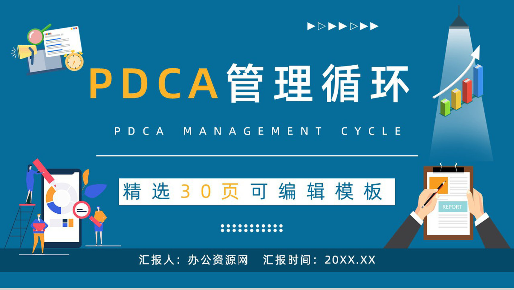 公司质量管理计划执行PDCA管理循环案例分析总结PPT模板