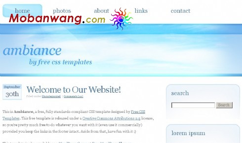 蓝色环境信息网页模板