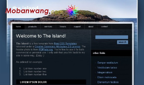 深蓝孤岛BLOG网页模板