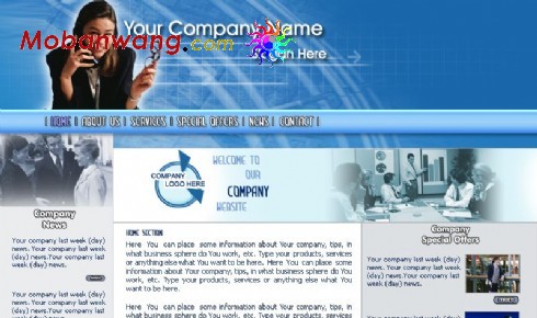 蓝色商务贸易公司网页模板