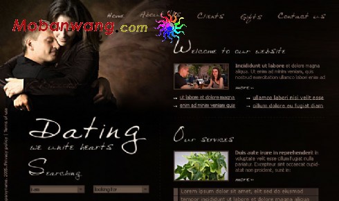 黑色爱情主题网页模板