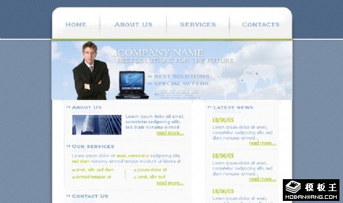 蓝色解决方案FLASH网页模板