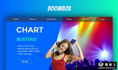 彩色音乐制作响应式网页模板
