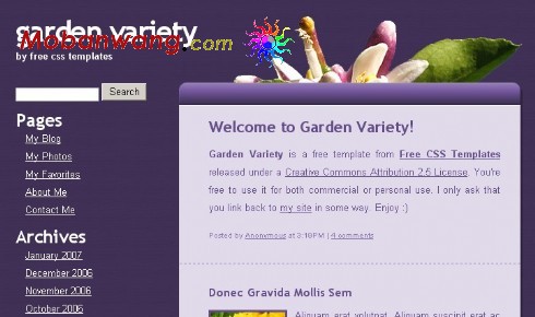 紫色花卉养植信息网页模板