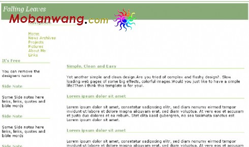 落叶归根浅绿色BLOG网页模板