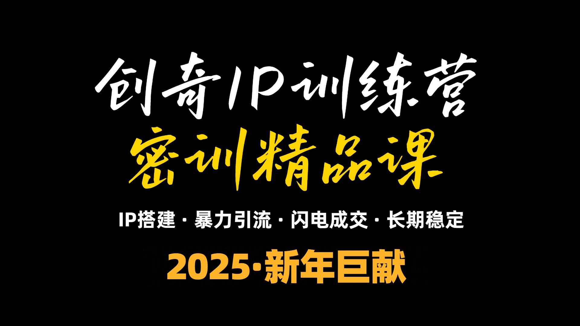2025年“知识付费IP训练营”小白避坑年赚百万,暴力引流,闪电成交