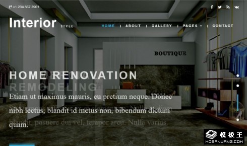室内装饰风格展示响应式网页模板
