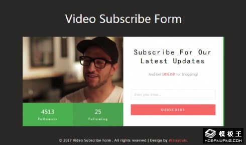 视频订阅框响应式网页模板