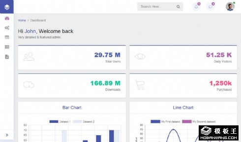 数据管理面板响应式网页模板