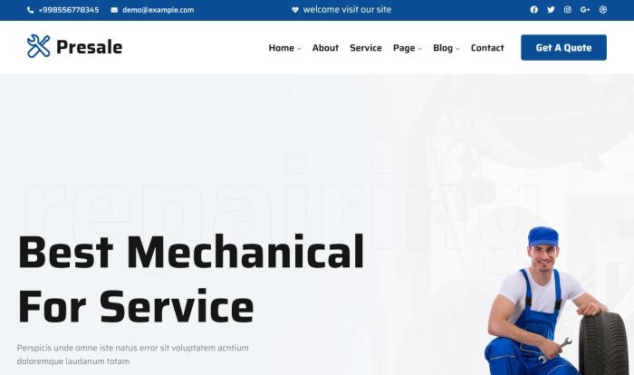 专业汽车机械维修网站模板