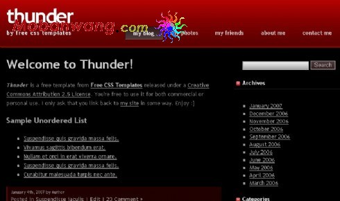 红色雷电网页模板