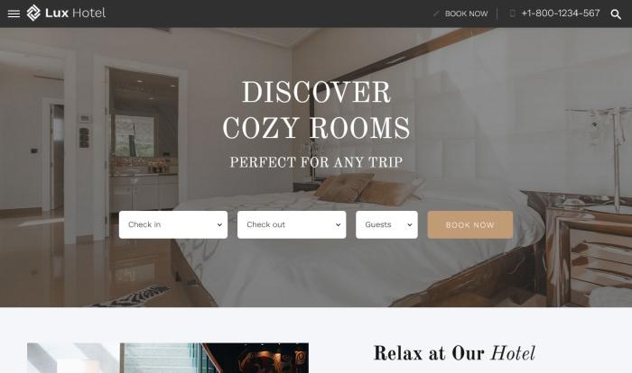 奢华舒适尊享酒店网站模板