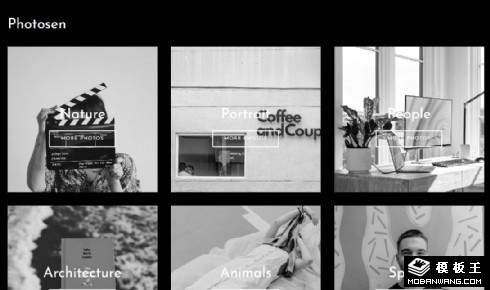 黑色分类摄影图库响应式网页模板