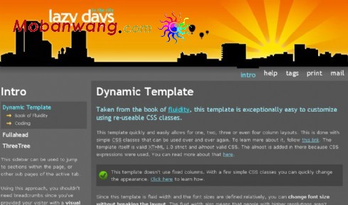 懒惰的一天个人blog网页模板