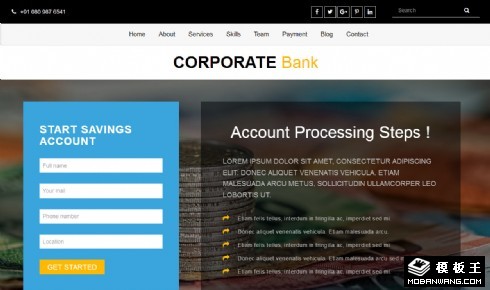 企业银行服务响应式网页模板