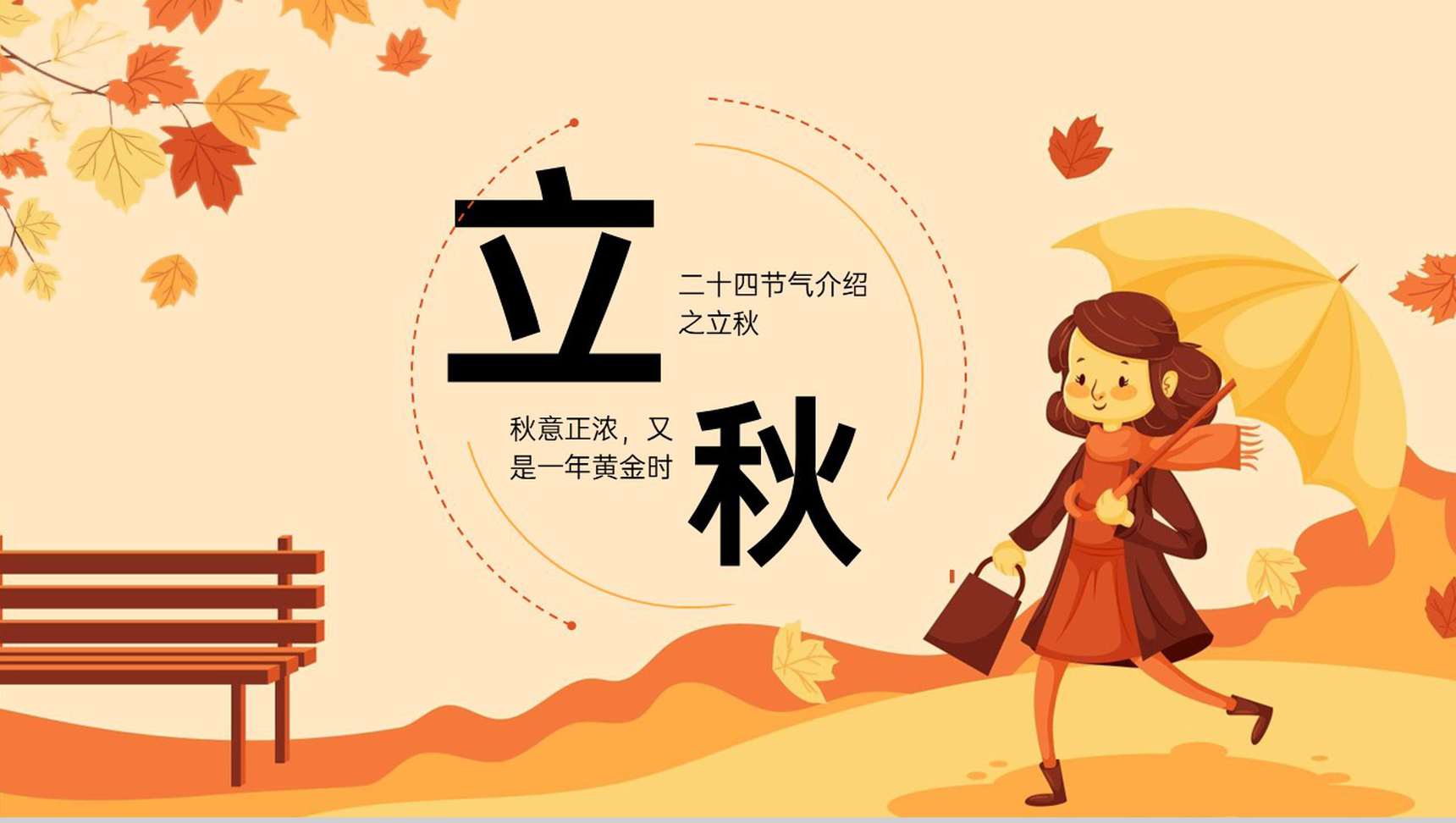 黄色简约传统二十四节气立秋气候特色介绍PPT模板