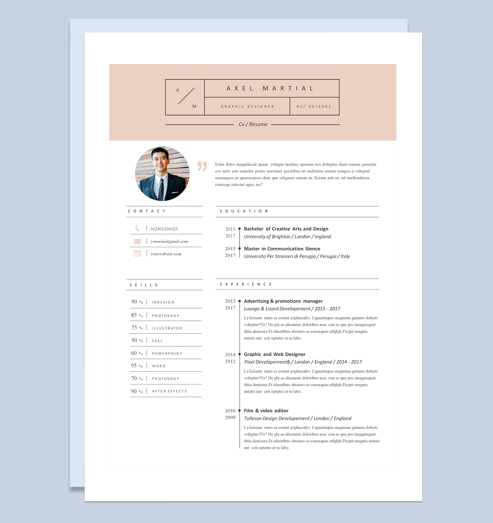 白色简约风平面设计师个人简历Word模板