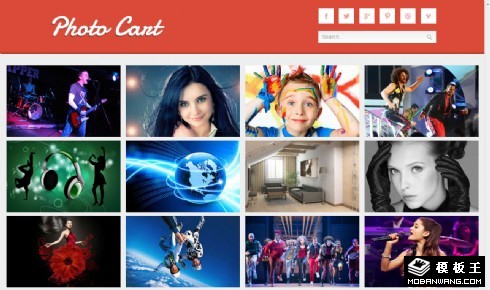 红色图片列表网页模板