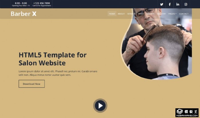 男士发型设计服务网页模板