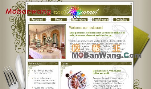欧美餐厅古典风格网页模板