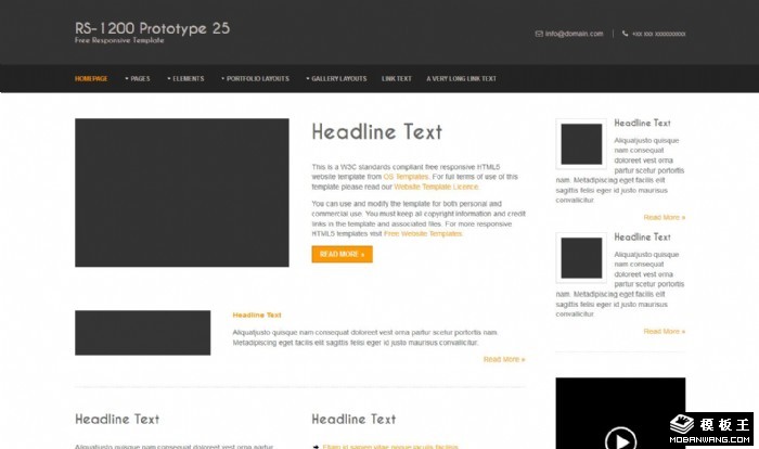 黑白信息动态网站模板系列25