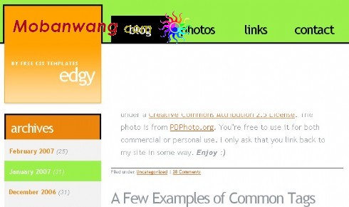 绿橙BLOG信息网页模板